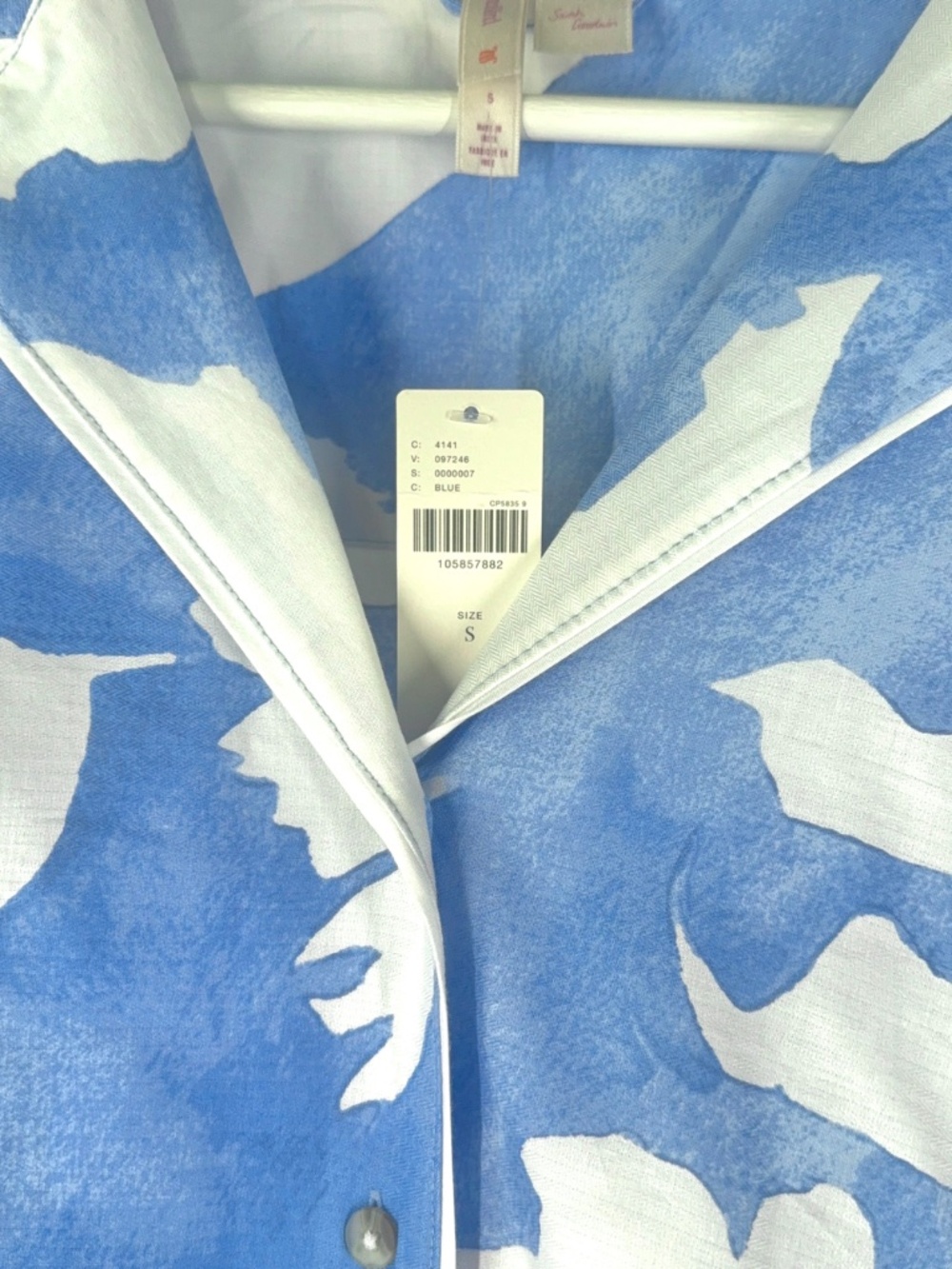 ANTHROPOLOGIE LyreBird Cloud Blue Cotton Flannel Pajama Sleep SET Sz M - Picture 4 of 12